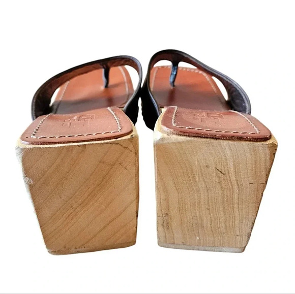 Brown's ID Women's Boho Leather Wooden Wedge Sandal Size EU 39. - Picture 6 of 9